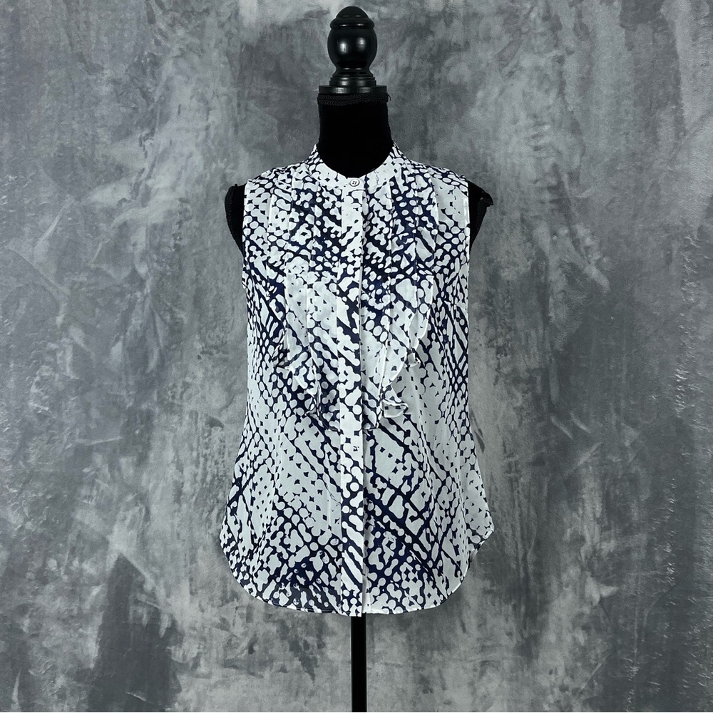 CABi Spring Venture Sleeveless Sheer Blue Blouse